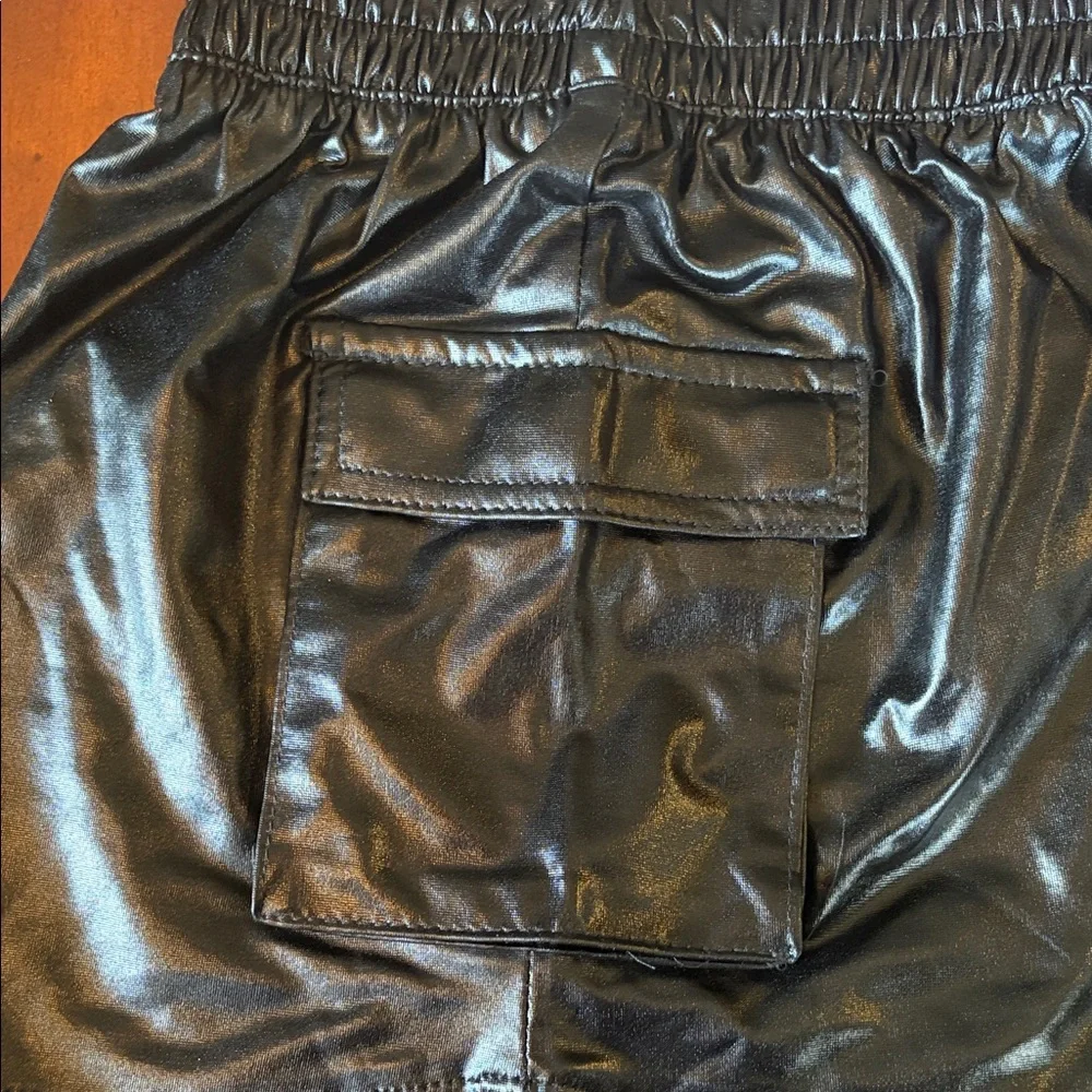 DKNY Light Pink Studded Heart Crop Tee with Black Faux Leather Cargo Skirt - Picture 7 of 8